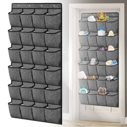 FLAVORA 24 Pocket Shoe Holder Organiser in Grey - Size: 500mm - thumbnail 6