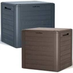 Hinsinc GREY 140L Tool Storage Box Wood Design Plastic Chest With Lid - thumbnail 2