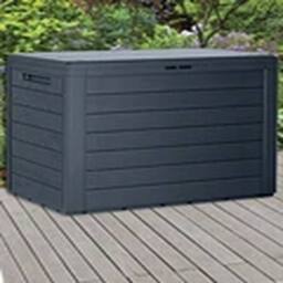 Hinsinc GREY 140L Tool Storage Box Wood Design Plastic Chest With Lid - thumbnail 3
