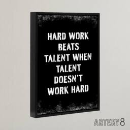 "Artery8 Inspirational Quote Hard Work Beats Talent Framed Canvas Wall Art Print in Black - Size: W12"" x H16""" - thumbnail 2