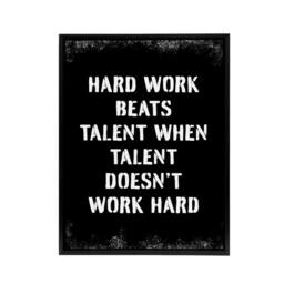 "Artery8 Inspirational Quote Hard Work Beats Talent Framed Canvas Wall Art Print in Black - Size: W12"" x H16""" - thumbnail 1