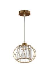 Living and Home E27 Metal & Glass Lampshade Pendant Light in Gold - thumbnail 4