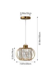 Living and Home E27 Metal & Glass Lampshade Pendant Light in Gold - thumbnail 3