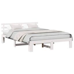 Berkfield Home White Wood Bed Frame White Wood 160 x 200 cm Durable White Bed Frame - thumbnail 1