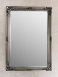 Downton Interiors Antique Silver Extra Large Wood Frame Wall Mirror 106cm x 75cm - Size: XL - thumbnail 3