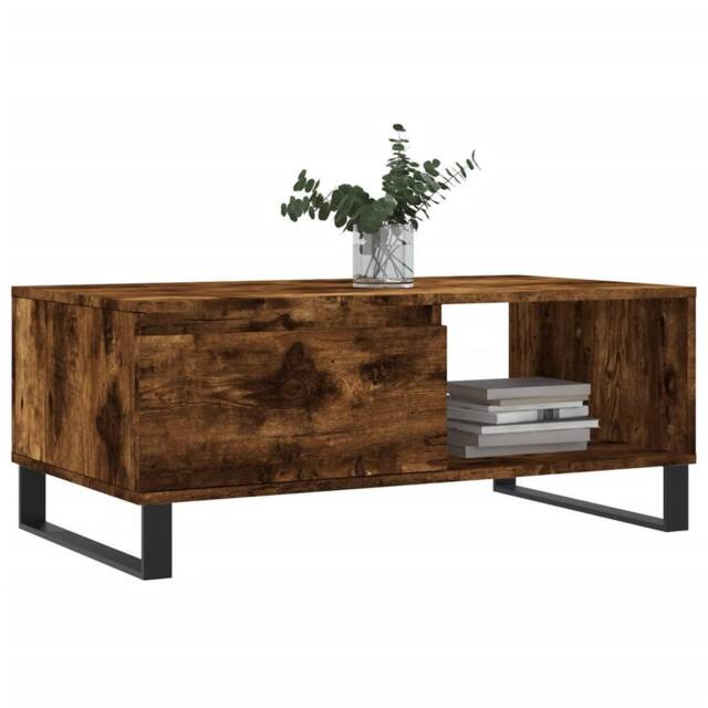 Berkfield Home Modern Coffee Table Smoked Oak 90x50x36.5 cm Engineered Wood in Brown - image 1