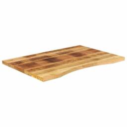 Berkfield Home Desk Top with Curve 100x50x2.5 cm Solid Wood Rough Mango in Brown - thumbnail 1
