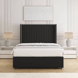 "BSSPOKE Manhattan Divan Bed Plush 54""Headboard 2Drawers Footend & No Mattress in Black - Size: Double" - thumbnail 3
