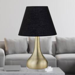 First Choice Lighting Set of 2 Romana - Antique Brass Touch Table Lamps with Black Shades in Bronze - thumbnail 3