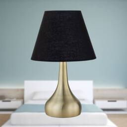 First Choice Lighting Set of 2 Romana - Antique Brass Touch Table Lamps with Black Shades in Bronze - thumbnail 4