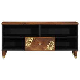 Berkfield Home TV Cabinet 100x33x46 cm Solid Wood Mango in Brown - Size: 100 x 33 x 46 cm - thumbnail 3