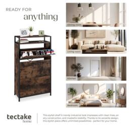 tectake Shoe Rack Braddock 61 Cm - Industrial Wood Dark, Rustic in Dark Brown - thumbnail 7