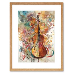 "Artery8 Wall Art Print Sensory Sonata Violin Music Note Synesthesia Shapes & Colours Modern Watercolour Artwork Framed 9X7 Inch - Size: W7"" x H9""" - thumbnail 1