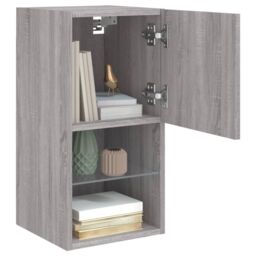 Berkfield Home TV Cabinet with LED Lights Grey Sonoma 30.5x30x60 cm - thumbnail 6