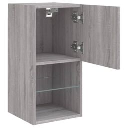 Berkfield Home TV Cabinet with LED Lights Grey Sonoma 30.5x30x60 cm - thumbnail 8