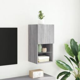 Berkfield Home TV Cabinet with LED Lights Grey Sonoma 30.5x30x60 cm - thumbnail 4