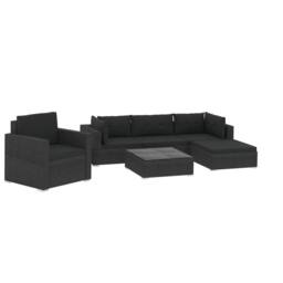 Berkfield Home 6 Piece Garden Lounge Set with Cushions Poly Rattan Black - thumbnail 2