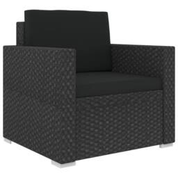 Berkfield Home 6 Piece Garden Lounge Set with Cushions Poly Rattan Black - thumbnail 8