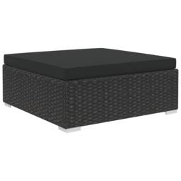 Berkfield Home 6 Piece Garden Lounge Set with Cushions Poly Rattan Black - thumbnail 4