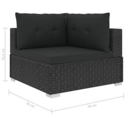 Berkfield Home 6 Piece Garden Lounge Set with Cushions Poly Rattan Black - thumbnail 9