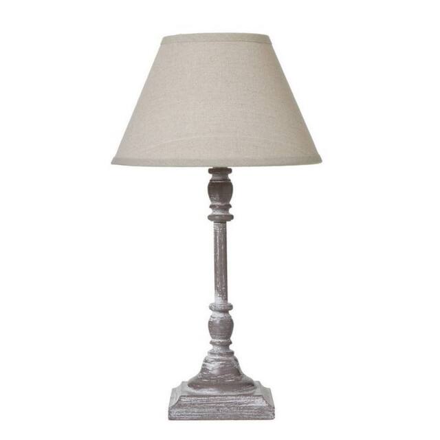 Lemon Pavilion Furniture and Decor Antia Stem Flower Table Lamp with Linen Shade, L9 x W9 x H29 cm, White in Natural