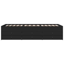 Berkfield Home Daybed with Drawers without Mattress Black 75x190 cm Small Single - thumbnail 4