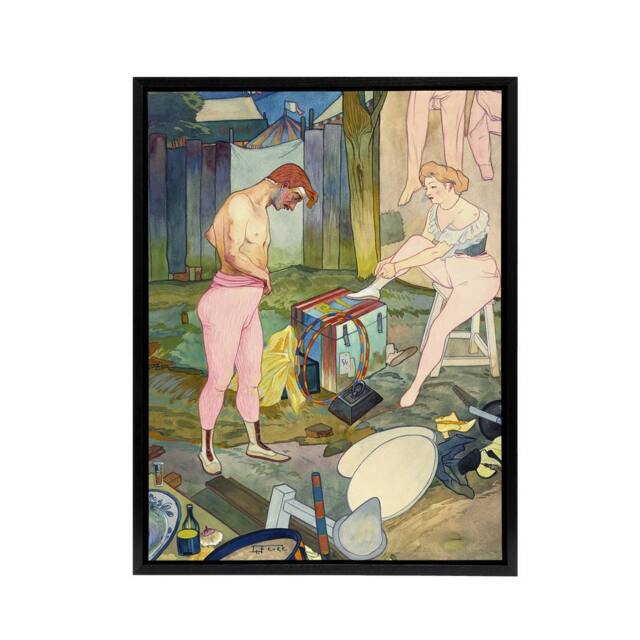 "Artery8 Corvi Circus Acrobat Performers Framed Canvas Wall Art Print de Feure - Size: W12"" x H16""" - image 1