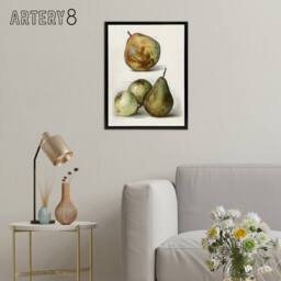 "Artery8 Pear Varieties Vintage Fruit Illustration Wright Framed Canvas Art in White - Size: W12"" x H16""" - thumbnail 3