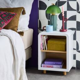 sweeek Pair Of Bedside Tables With A Wooden Effect & 2 Niches in White - thumbnail 6