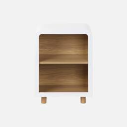 sweeek Pair Of Bedside Tables With A Wooden Effect & 2 Niches in White - thumbnail 2