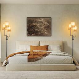 Gymax Farmhouse Tree Lamp 3 Boho Paper Woven Lampshades 3-Light Floor Lamp in Black - thumbnail 5