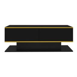 Merax 100cm High-Gloss Coffee Table with Gold Accents, 3 Drawers & LED in Black - thumbnail 9