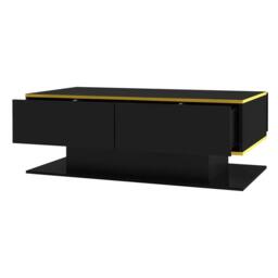 Merax 100cm High-Gloss Coffee Table with Gold Accents, 3 Drawers & LED in Black - thumbnail 5
