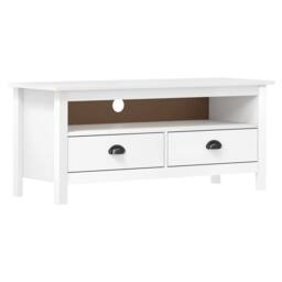 Berkfield Home TV Cabinet Hill White 110x40x47 cm Solid Pine Wood - Size: 110 x 40 x 47 cm - thumbnail 2
