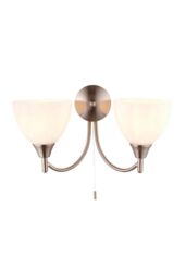 Netlighting Alton 2 Light Indoor Wall Light Satin Chrome with Matt Opal Glass E14 in Grey