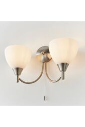 Netlighting Alton 2 Light Indoor Wall Light Satin Chrome with Matt Opal Glass E14 in Grey - thumbnail 2