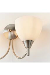 Netlighting Alton 2 Light Indoor Wall Light Satin Chrome with Matt Opal Glass E14 in Grey - thumbnail 6