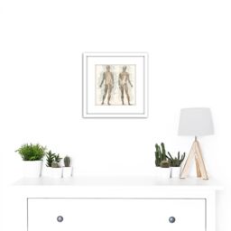 Artery8 Meyers Konversations Lexikon 1894 Human Muscles Diagram 8X8 Inch Square Wooden Framed Wall Art Print Picture with Mount in White - thumbnail 2