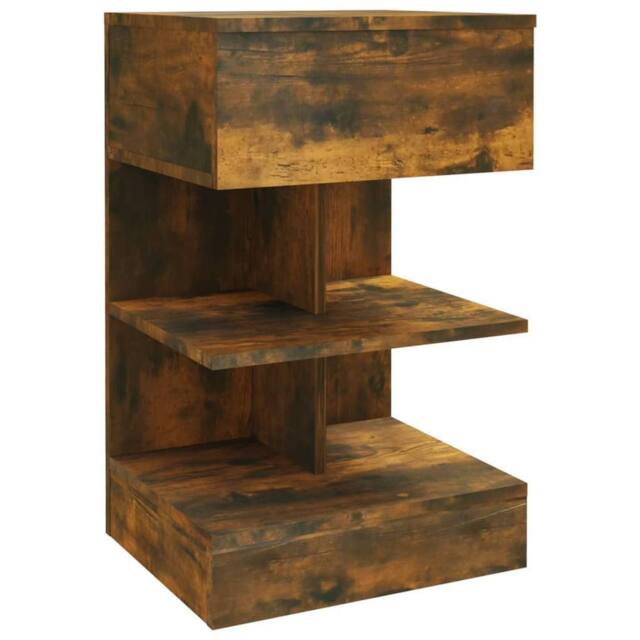 Berkfield Home Decorative Bedside Cabinets 2 pcs Smoked Oak 40x35x65 cm Engineer in Brown - Size: 40 x 35 x 65 cm - image 1