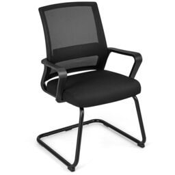Gymax Office Chair Mid-Back Ergonomic Reception Chair With Lumbar Support in Black