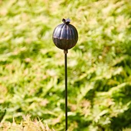 Paper High Iron Poppy Seed Head Garden Stake Decoration in Silver - thumbnail 5