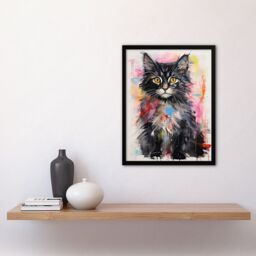 Artery8 Wall Art Print Cute Kitten Colourful Bright Baby Cat Kids Bedroom Framed - Size: A4 - thumbnail 4