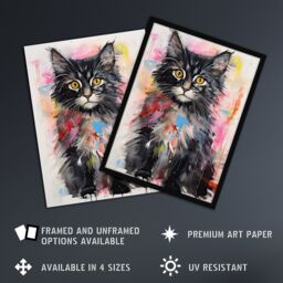 Artery8 Wall Art Print Cute Kitten Colourful Bright Baby Cat Kids Bedroom Framed - Size: A4 - thumbnail 2