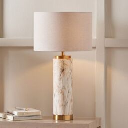 Ruma Natural Stone Effect Ceramic Tall Table Lamp - thumbnail 1