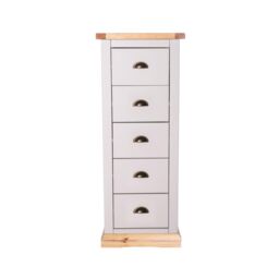 Cabinet Bits Bomporto 5 Drawer Narrow Chest of Drawers Brass Cup Handle in Light Grey - thumbnail 1