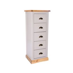 Cabinet Bits Bomporto 5 Drawer Narrow Chest of Drawers Brass Cup Handle in Light Grey - thumbnail 3