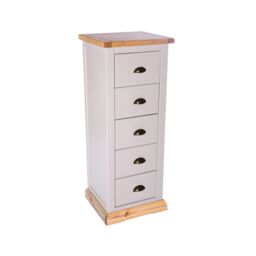 Cabinet Bits Bomporto 5 Drawer Narrow Chest of Drawers Brass Cup Handle in Light Grey - thumbnail 2