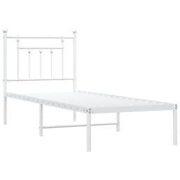 Berkfield Home Metal Bed Frame with Headboard White 75x190 cm Small Single - thumbnail 5