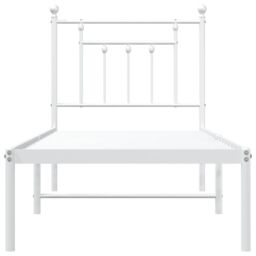 Berkfield Home Metal Bed Frame with Headboard White 75x190 cm Small Single - thumbnail 6