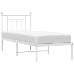 Berkfield Home Metal Bed Frame with Headboard White 75x190 cm Small Single - thumbnail 4